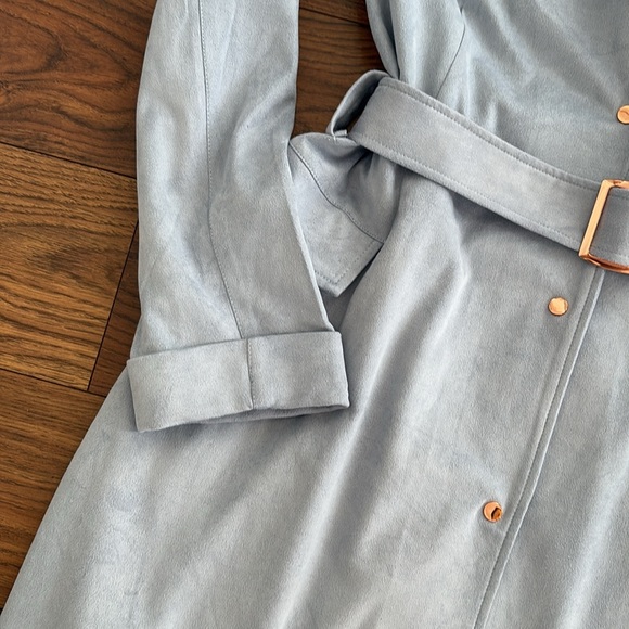 Unreal Fur Women's Light Blue Belted Coat - Picture 3 of 10